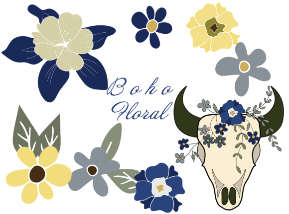 Boho Floral Bull Skull SVG: Premium Graphics & Illustrations for Modern Blogs
