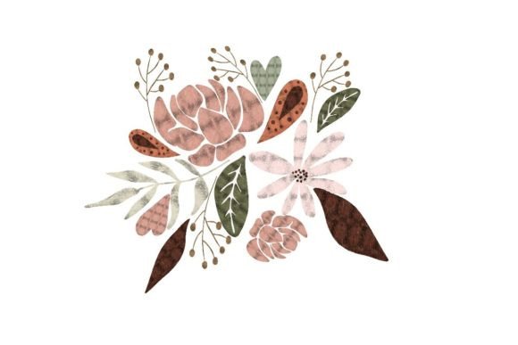 Chalk Pastel Cream Floral Arrangement Graphics and Illustrations