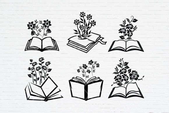 Floral Book Silhouette Logo Svg: Graphics & Illustrations for Branding