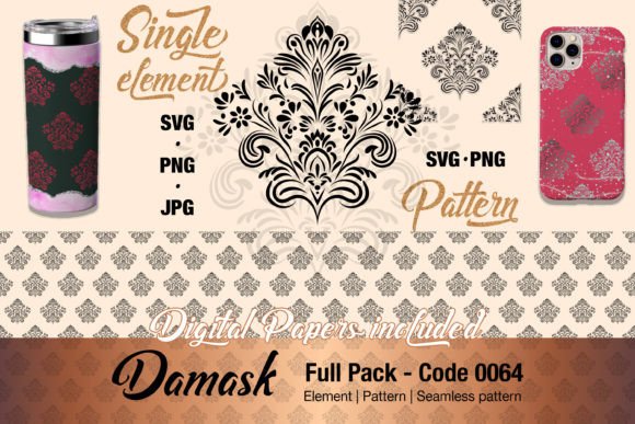 Floral Damask Motif Element Pack - 0064 Graphics and Illustrations Review