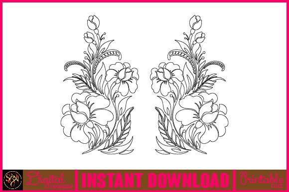 Floral Line Art Flower SVG Elements-16 Review