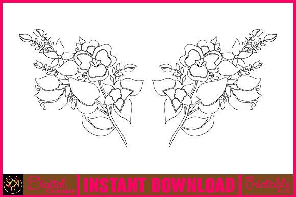 Floral Line Art Flower SVG Elements-29 for Graphics and Illustrations