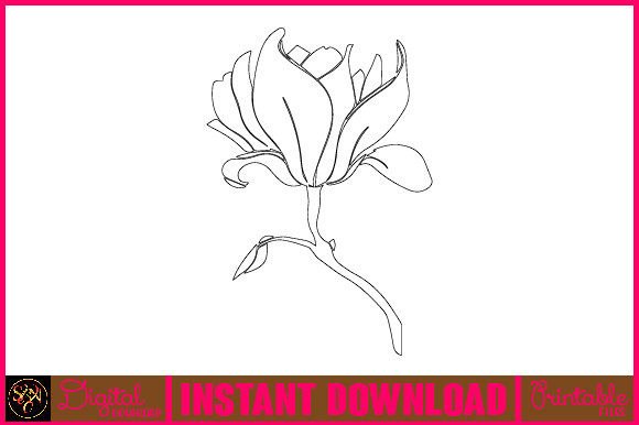 Floral Line Art Flower SVG Elements 51 Graphics Freebies