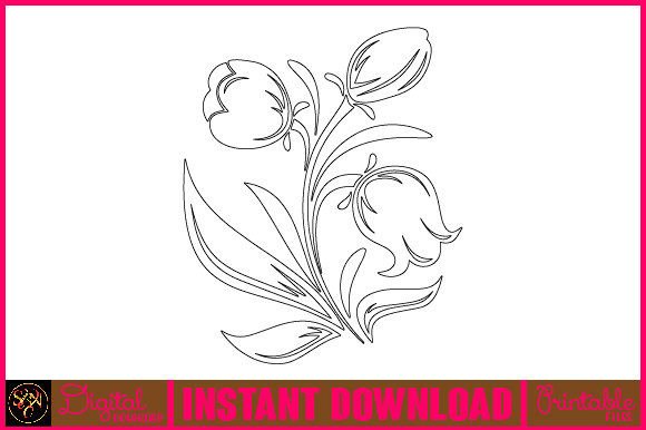Floral Line Art Flower SVG Elements 53 Graphics Freebies Review