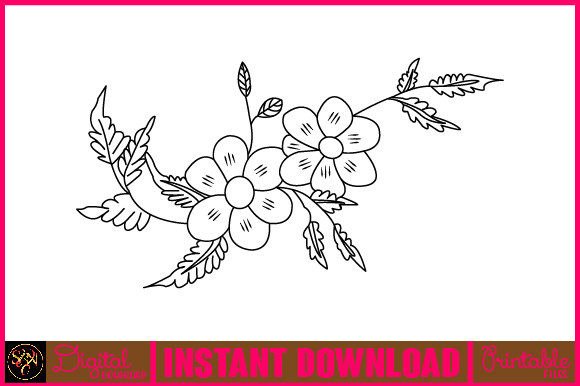 Floral Line Art Flower SVG Elements 77 Graphics and Illustrations