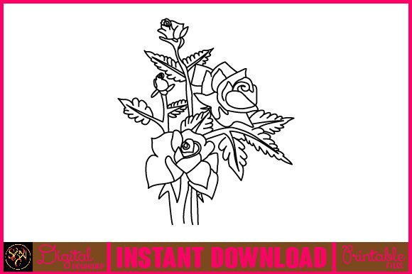 Floral Line Art Flower SVG Elements 93 for Graphics and Illustrations