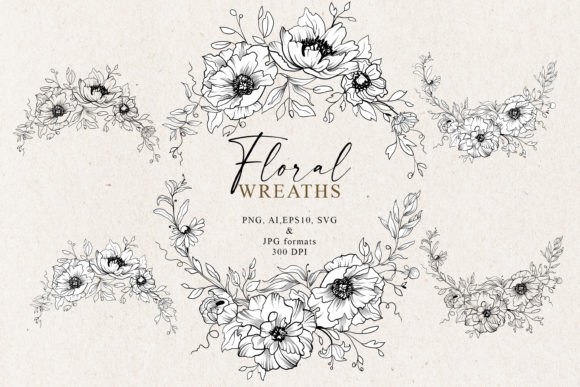 Floral Line Art Wreaths: Essential Graphics & Illustrations