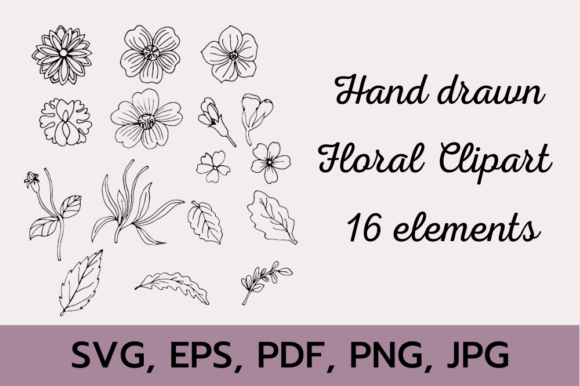 Floral Lineart Clipart SVG Bundle for Graphics & Illustrations