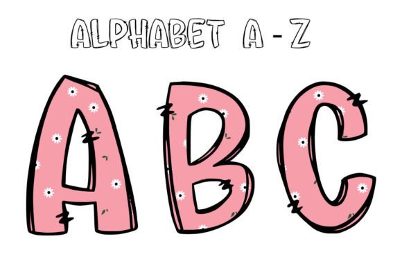 Floral Mother's Day Doodle Alphabet Png for Graphics