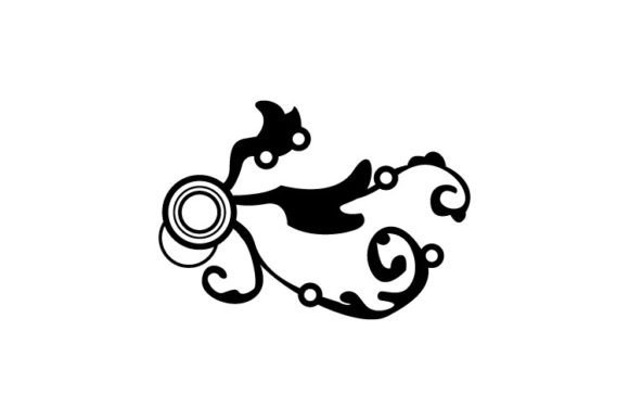 Floral Silhouette Black and White Orname Graphics and Illustrations