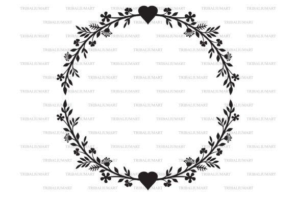 Floral Wreath with Heart Graphics and Illustrations Review