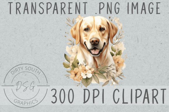 Floral Yellow Lab Dog Graphics and Illustrations Review