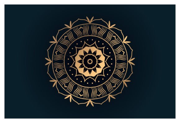 Golden Floral Mandala Elements Stock Graphics & Illustrations