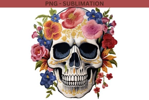 Gothic Floral Skull PNG Design Graphics and Illustrations Review
