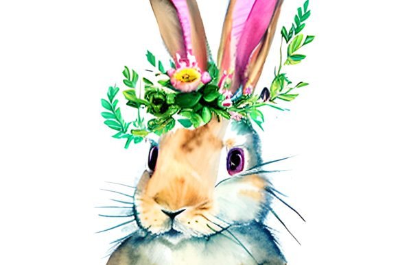 Watercolor Floral Bunny 1: Graphics for Illustrations