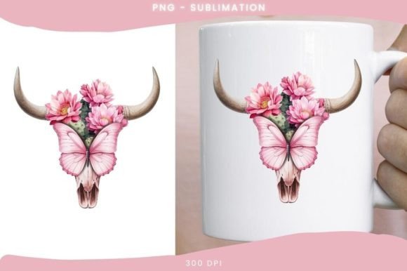 Western Floral Cow Skull PNG Graphics and Illustrations Review